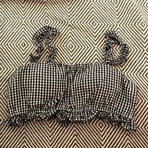 Papaya L Checkered Black/White Crop Top W/ Built-In Bra Pads